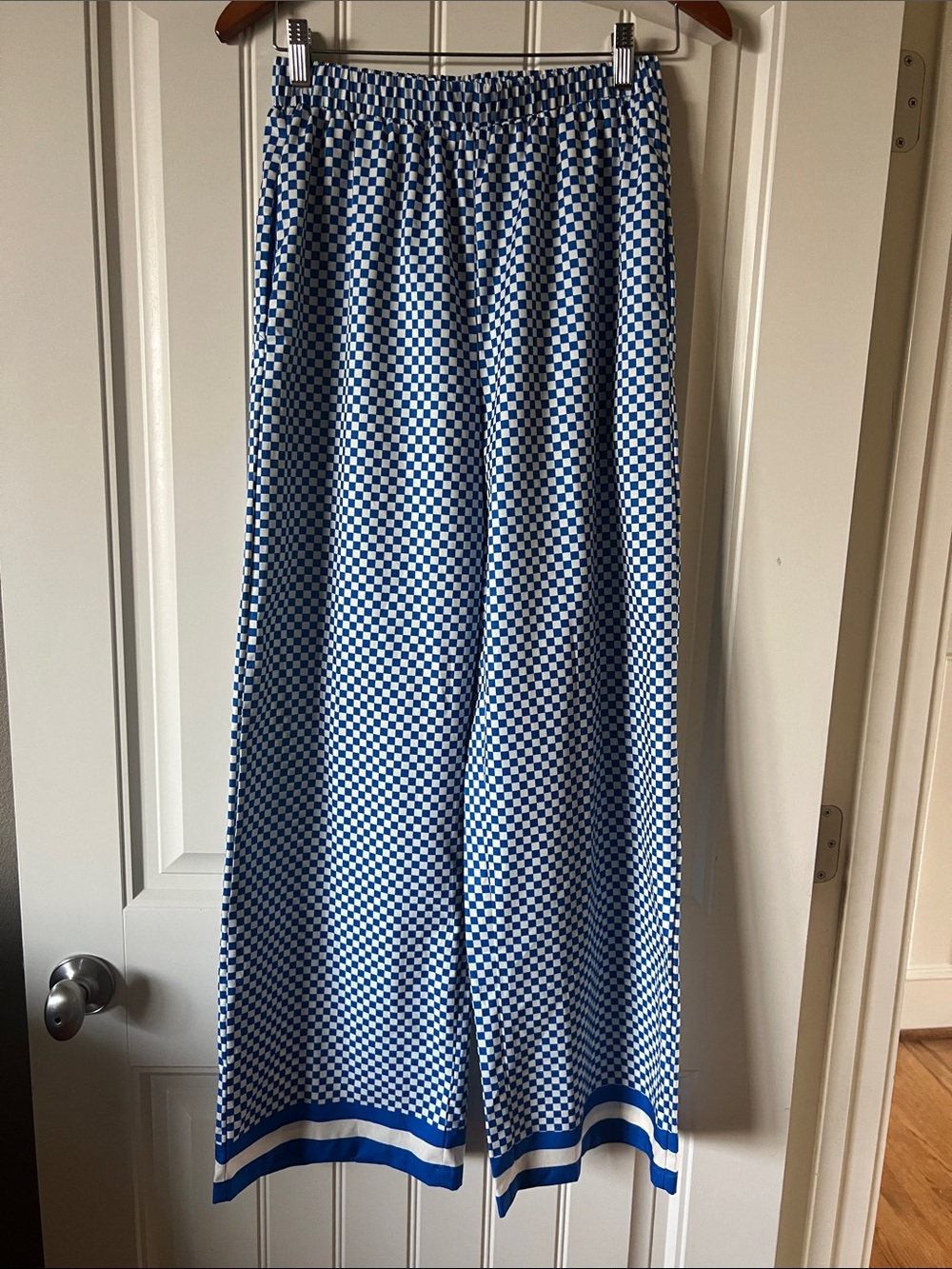 Blue Checkerboard Wide-Leg pants, size small